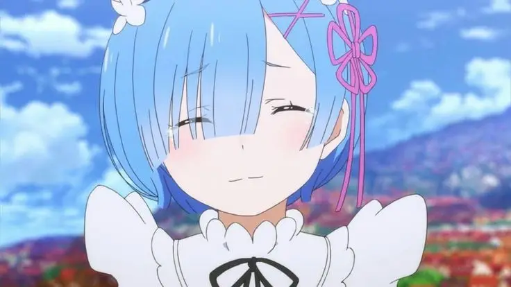 rem smiling in re zero anime