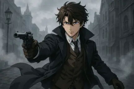 Klein moretti in his detective outfit