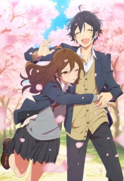 hori and miyamura hugging horimiya