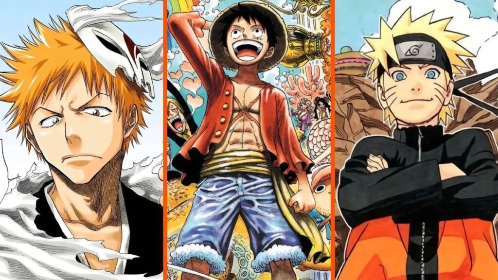 the big 3 of anime. One piece naruto and bleach