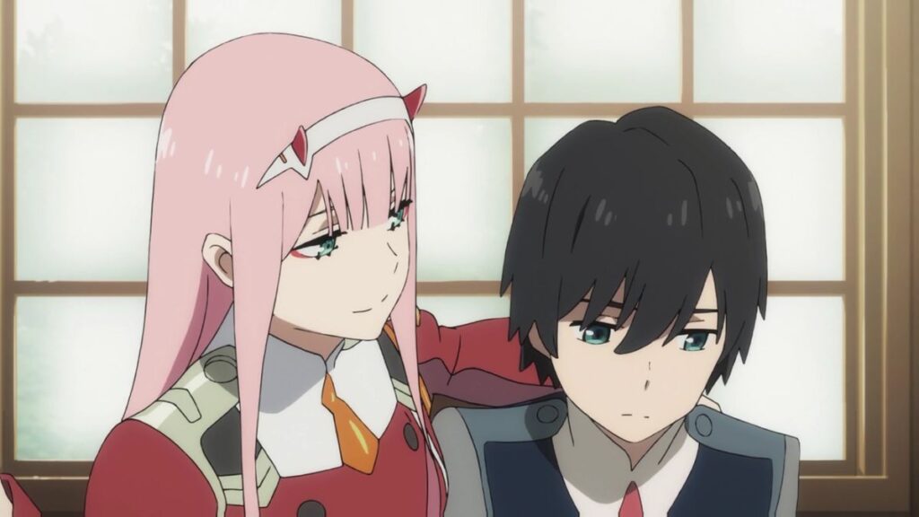 zero two looking at hiro