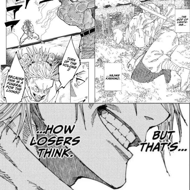 hajime saying turn up the volume of the music in jjk manga